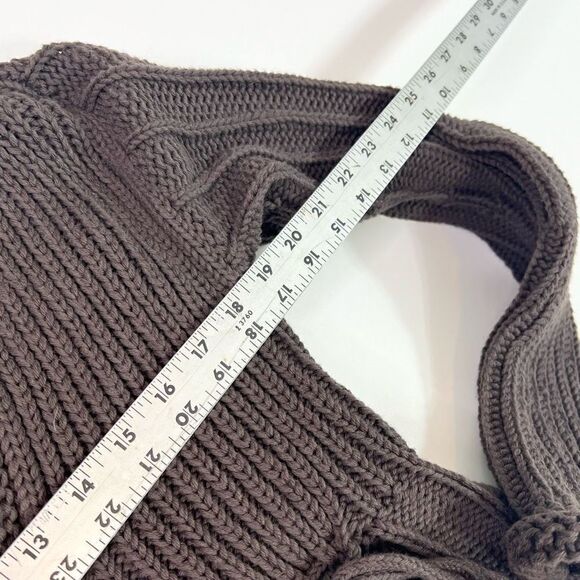 Pure Handknit Cardigan Sweater Womens Small Brown Cotton Button-Up Long Sleeve - Picture 5 of 9